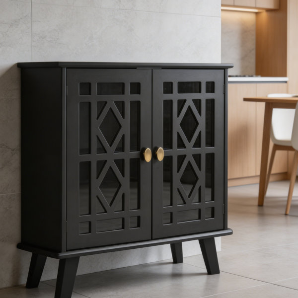 32" Black Corner Cabinet with 2 Doors
